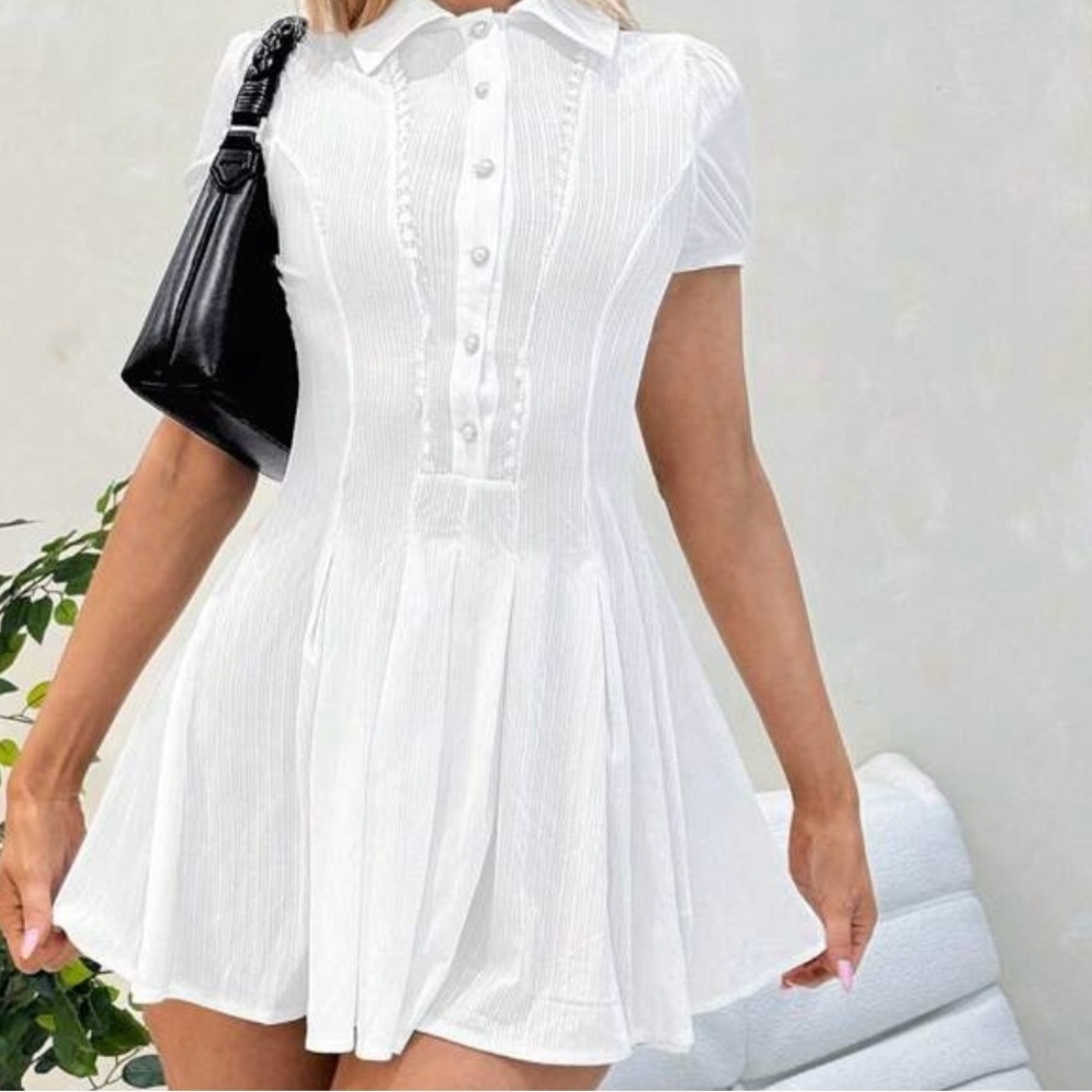 Elegant White Button-Up Dress
